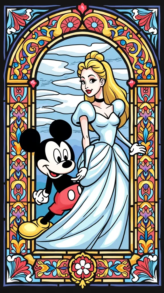 stained glass disney coloring pages